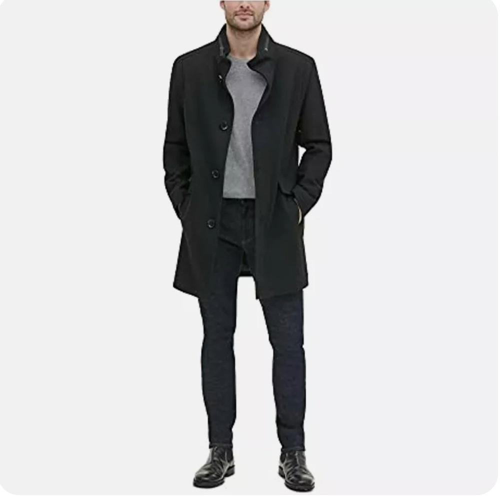 Kenneth Cole Zip Color Button Front Twill Coat Bl… - image 1